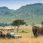 Luxury tourists in a vehicle watching elephants upclose Sirikoi Kenya jpg